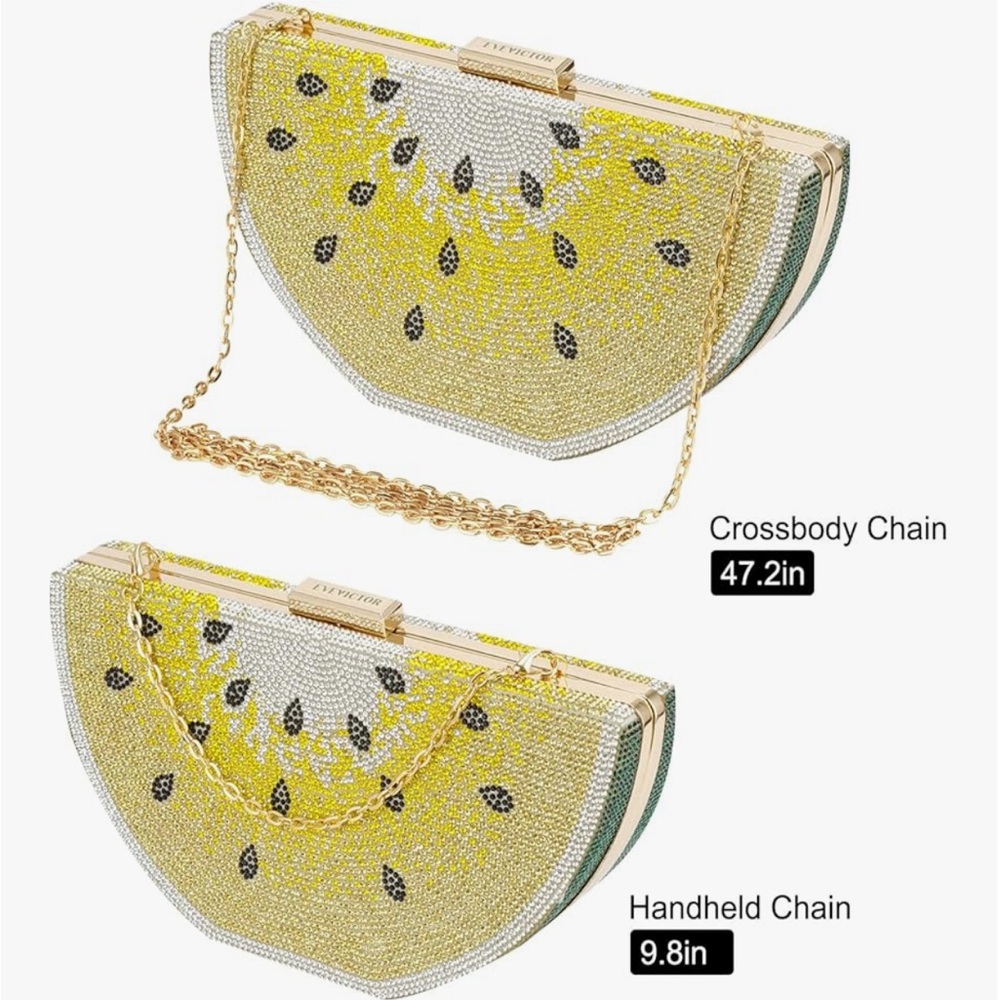 EVEVICTOR  Watermelon Slice Shape Crystal Clutch - Picture 2 of 14